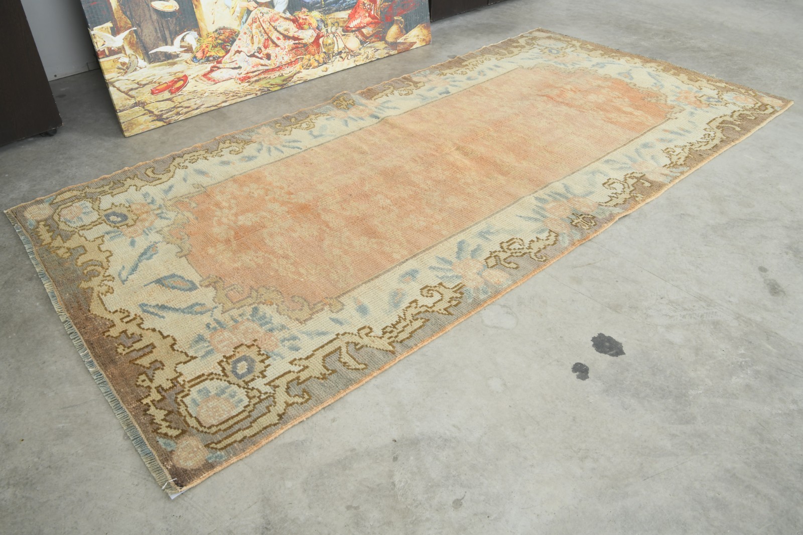 Faded Turkish Oushak Rug 4×7 ft, Antique Handwoven Vintage Wool Area Carpet,1009