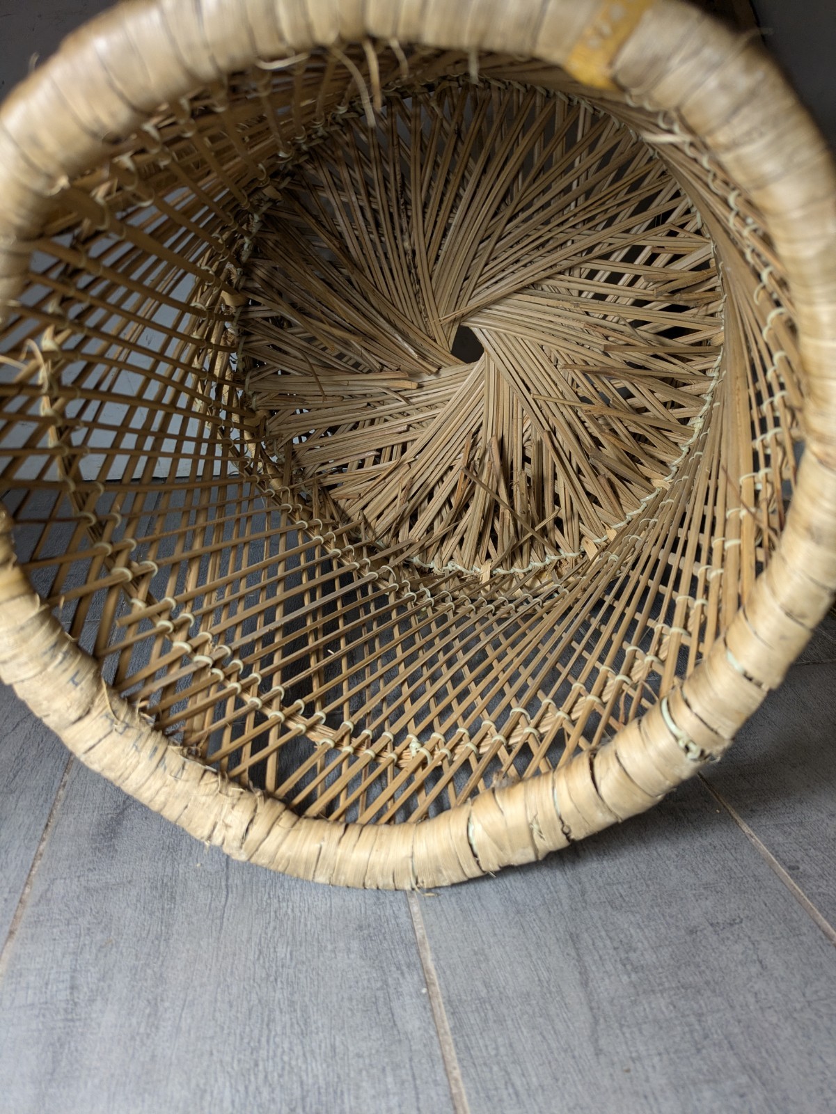 Vintage Mini Child Doll Sized Peacock Wicker Rattan Chair Boho Chic Portrait