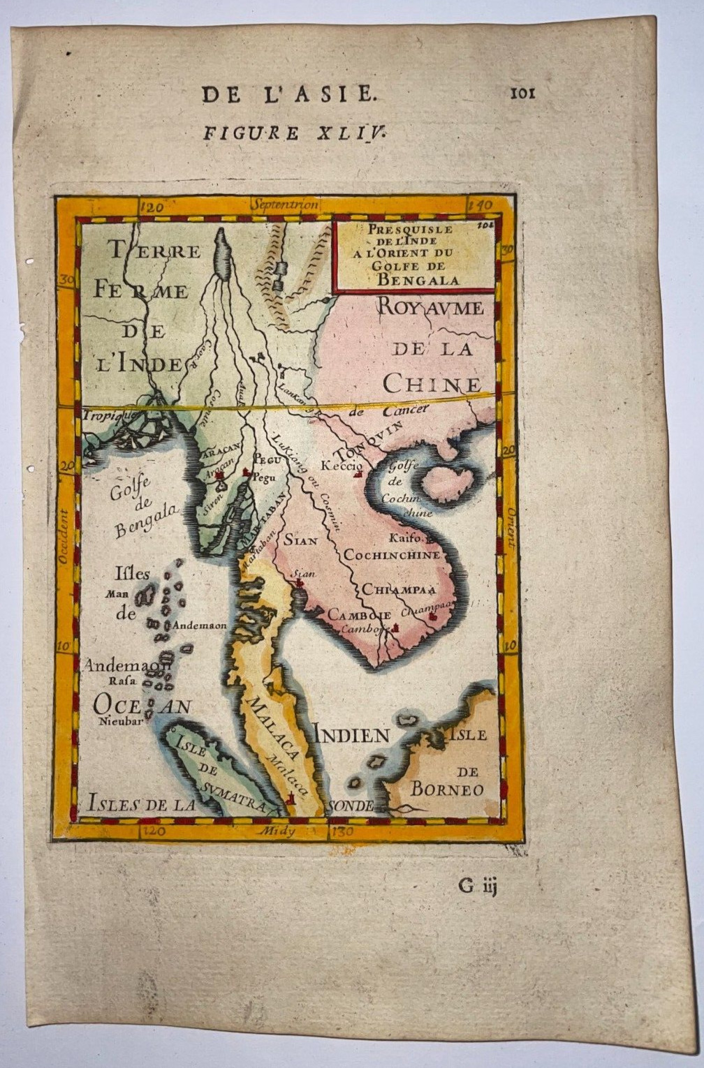 SOUTHEAST ASIA 1683 ALAIN MANESSON MALLET ANTIQUE ENGRAVED MAP 17TH CENTURY