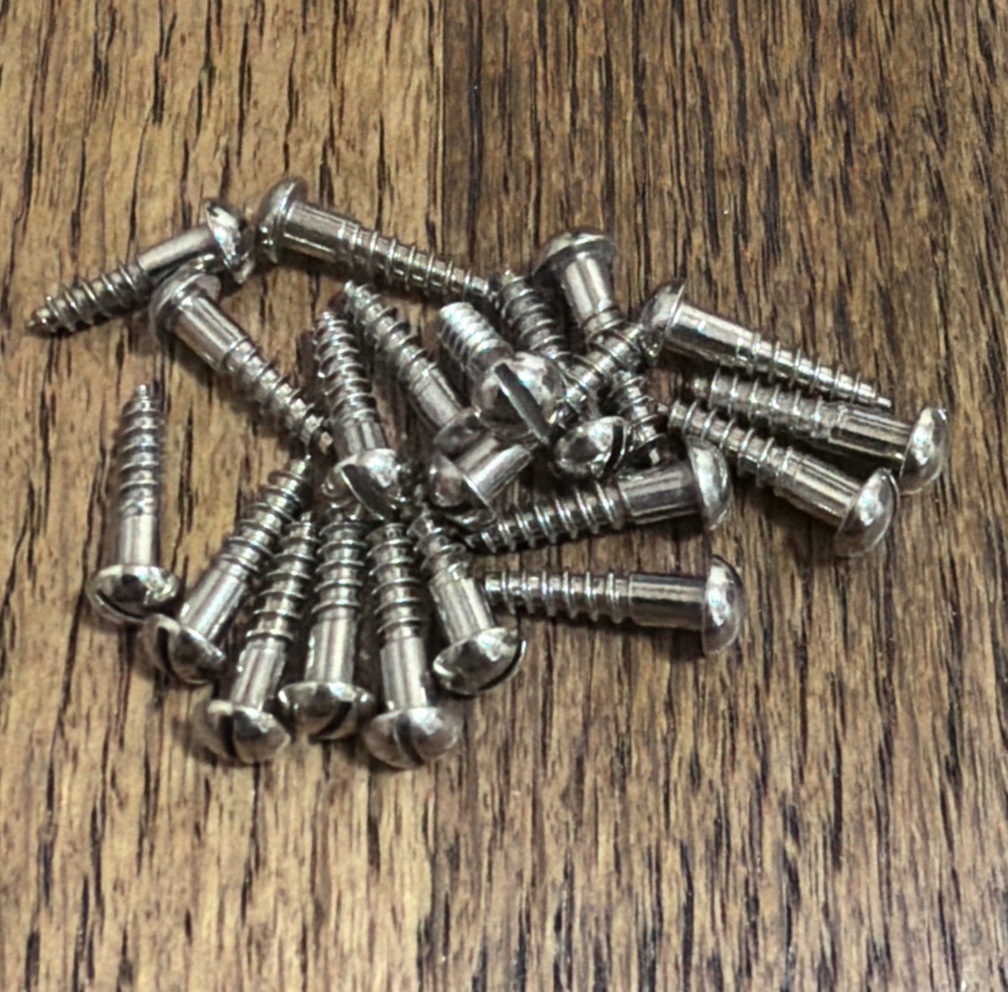 7 X 3/4” Screws Slot Round Head Brass Nickel Plated American Old Stock Free Ship