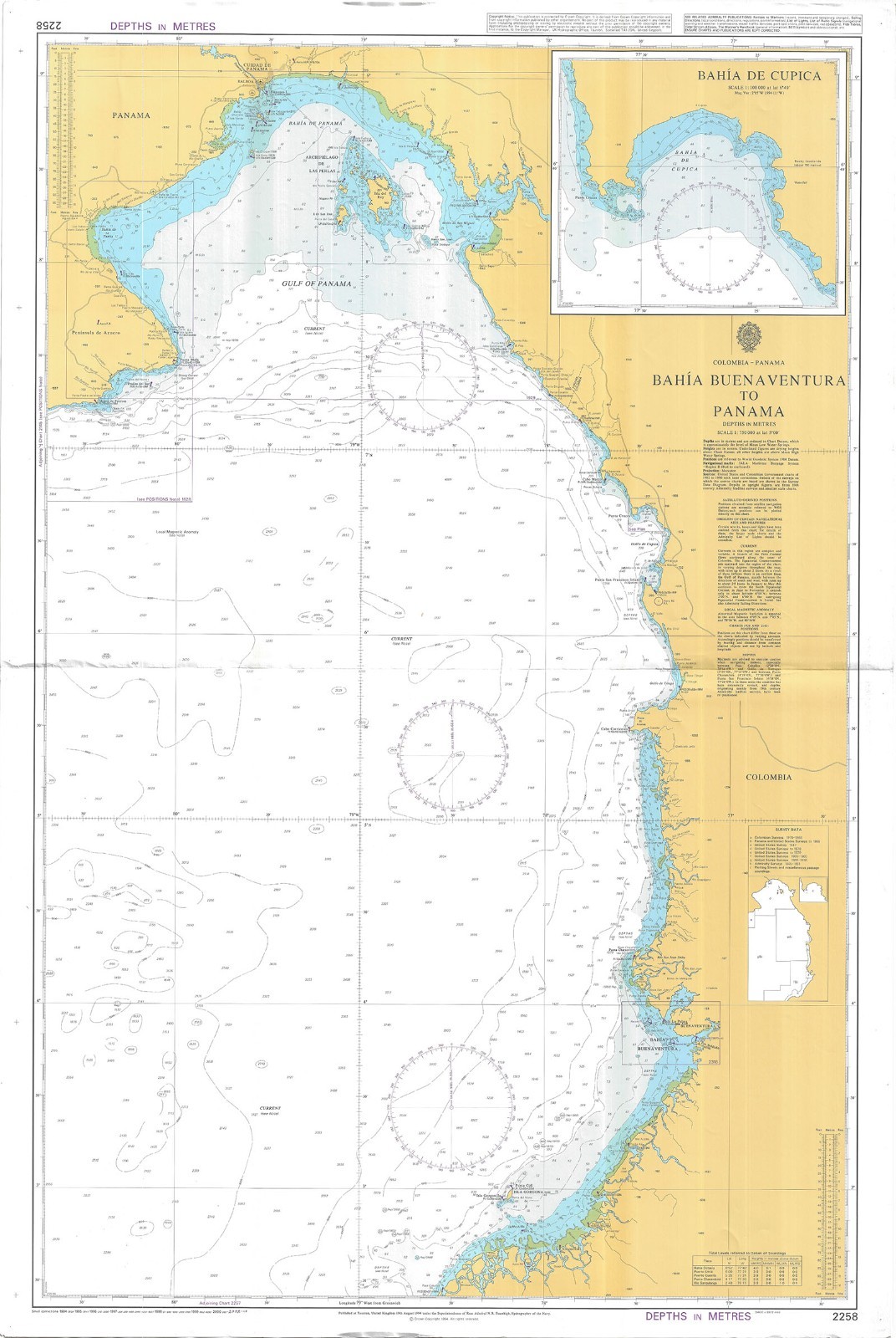 2258 Colombia Panama Bahia Buenaventura Chart Map Maritime Marine Wall Admiralty