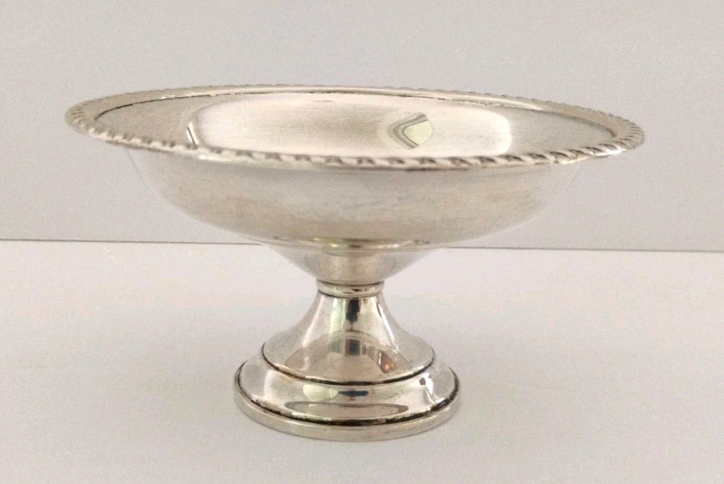 Preisner Sterling Silver Weighted Rope Edge Compote Footed Bowl Candy Dish 121g
