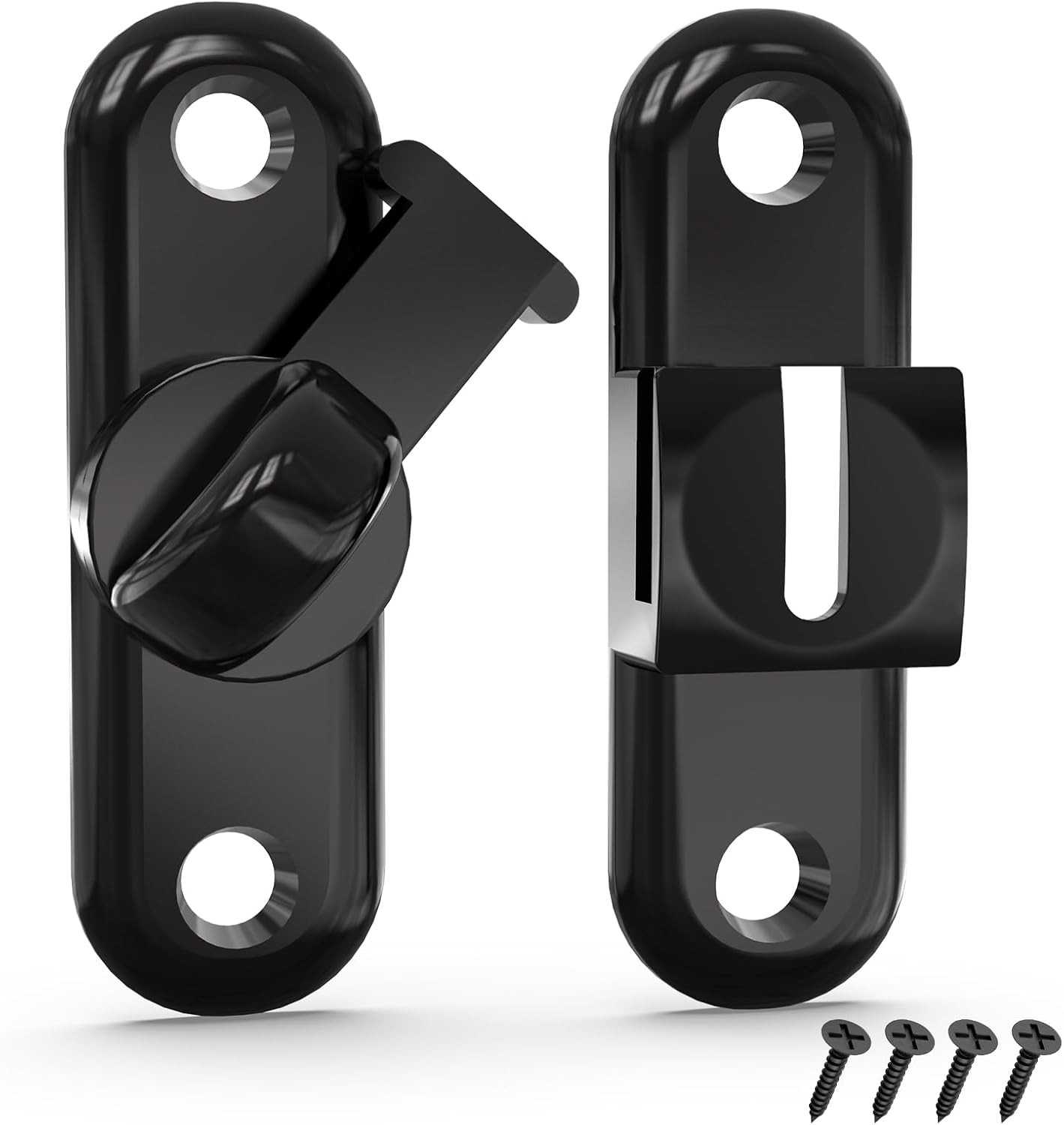 Flip Barn Door Lock, 90/180 Degree Latch Zinc Degree, Black