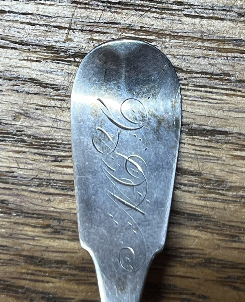 American Coin Silver Salt Spoon L Ladomus Phila 1843-1850 Monogram