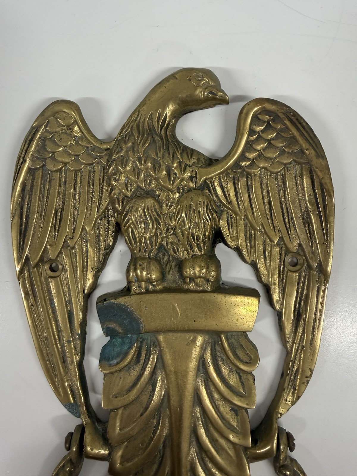 Brass American Eagle Door Knocker Engravable Vintage W/ Patina USA Patriotic