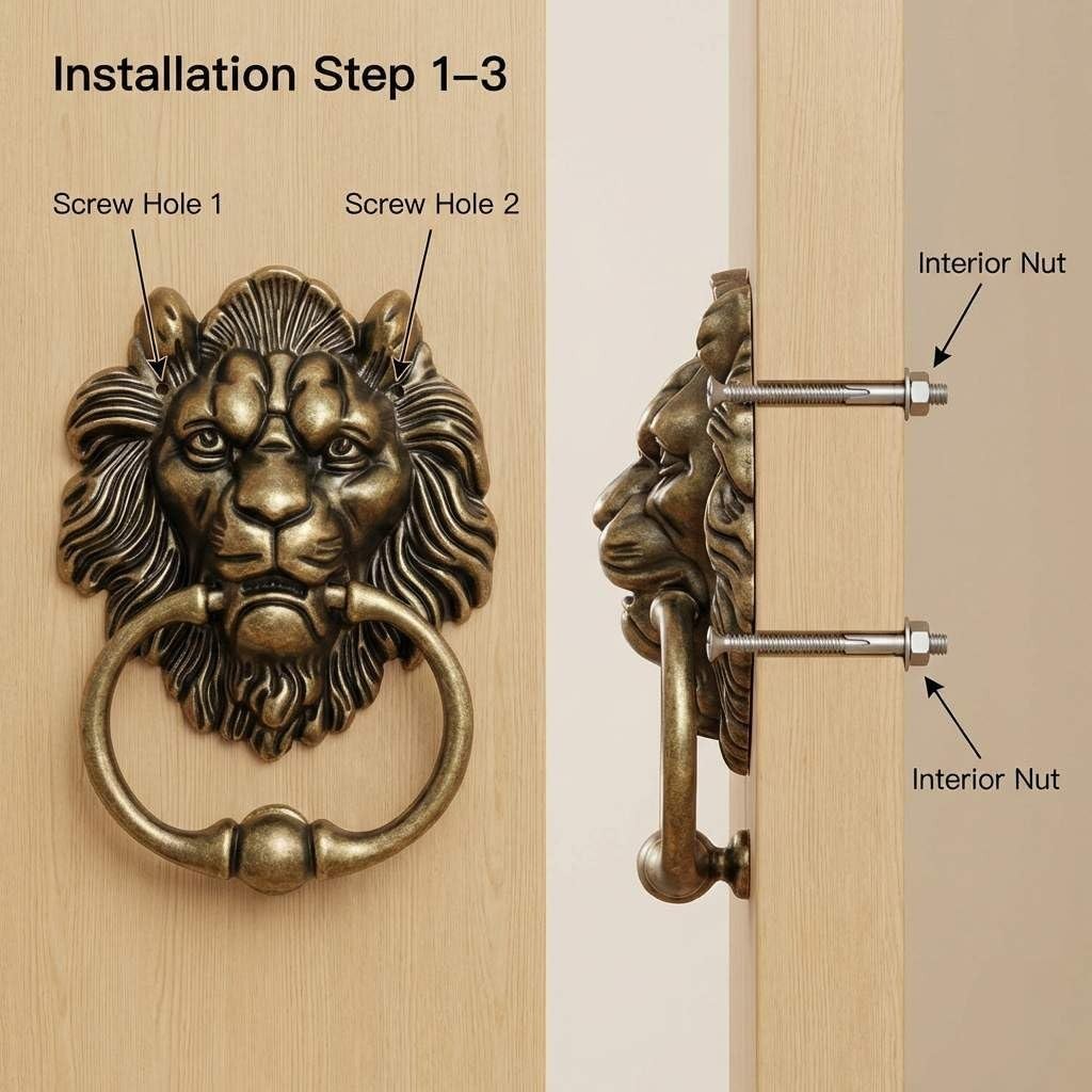 Vintage Bronze Lion Head Door Knocker – Easy Install for Timeless Elegance