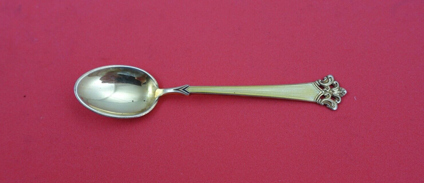 Anitra by Th. Olsens Silver Demitasse Spoon yellow enamel Vermeil 3 3/4″