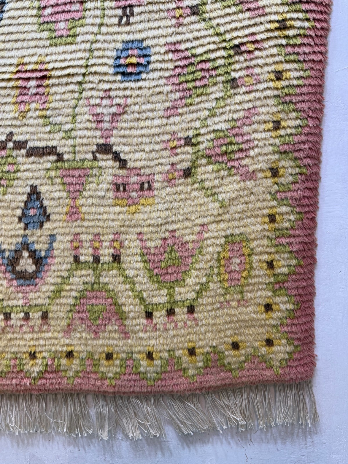 Vintage Fabulous Hand Knotted Dated Swedish Scandinavian Rya Shag Wool RugCarpet