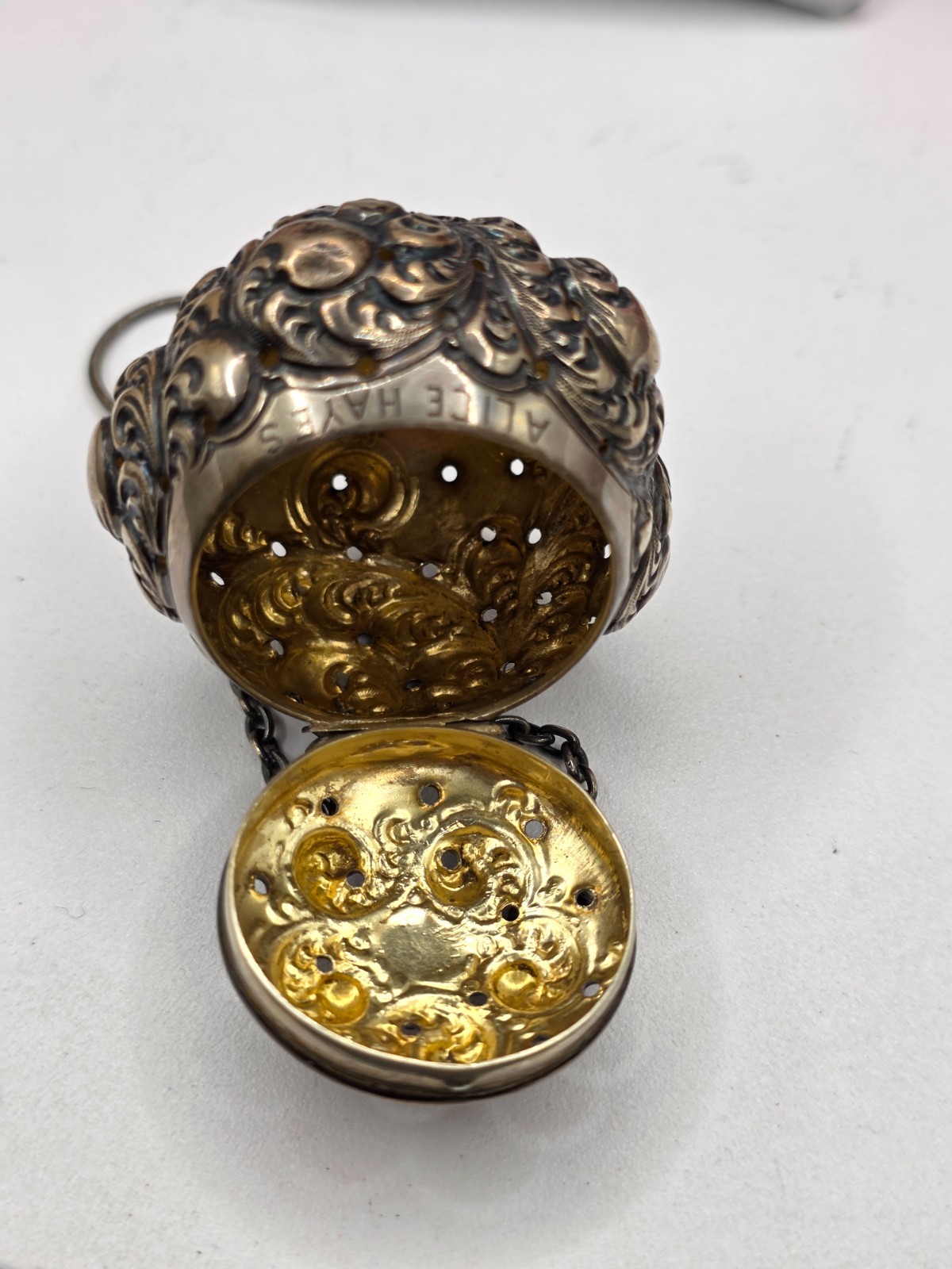 antique Victorian Sterling silver Gorham T Ball infuser