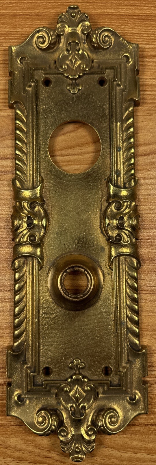 Antique “Flanders” Victorian Entry Door Plate Hardware (10-3/4” X 3-1/8”)