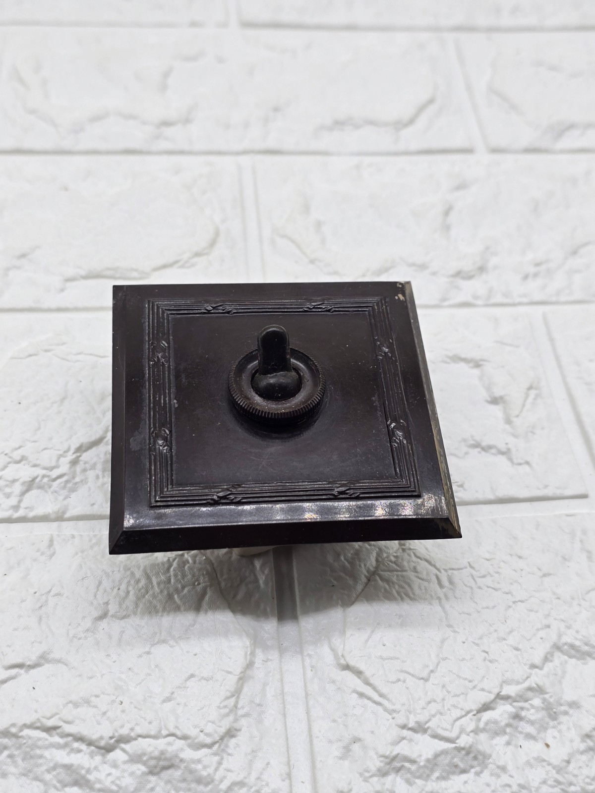 Art Deco Light Switch Plate Toggle Brown Bakelite 5/8amp 1 Way Ribbon Design GEC