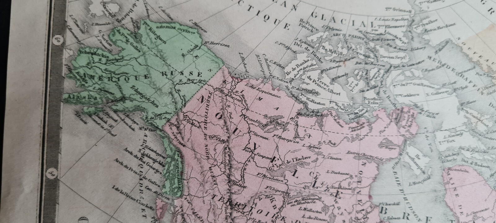 Antique (1862) French map – North America pre-Alaska purchase – Ansart