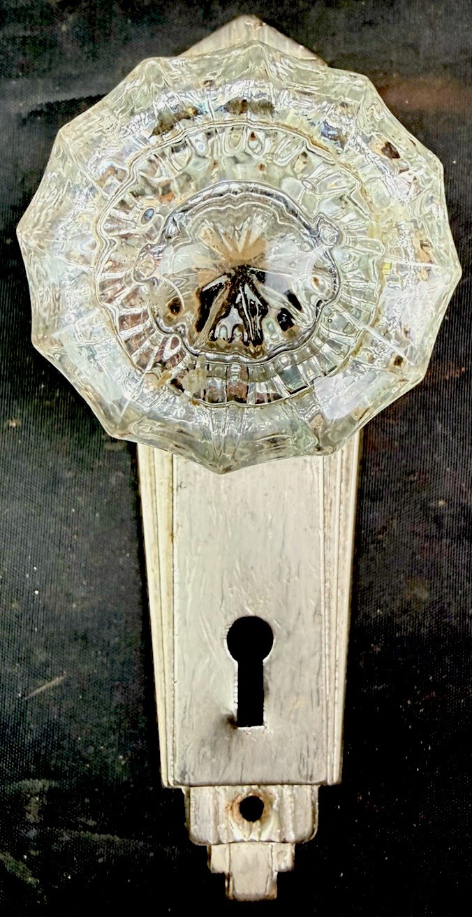 Brass Art Deco Doorknob Set With Glass Knobs 1 of 6 Sets 1930s (metal knobs avai