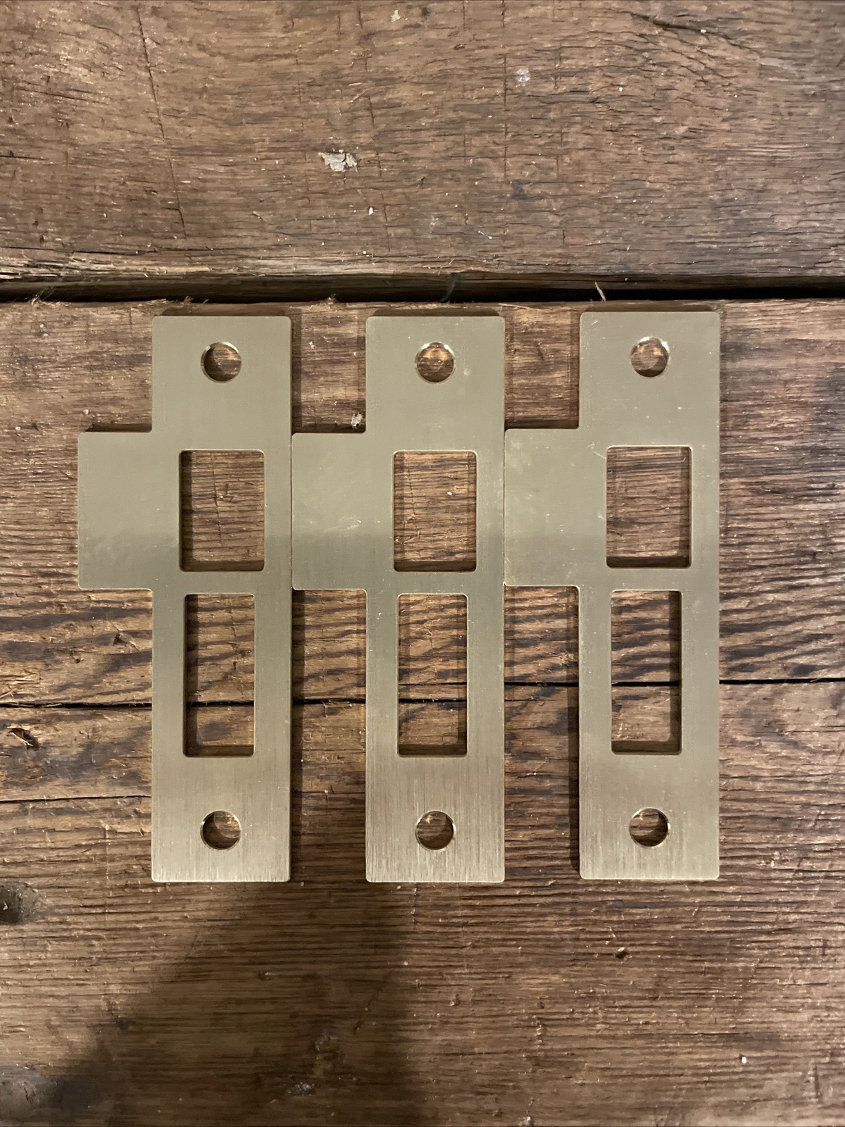 3 Brass Door Strike Plate, Mortise Lock, Keeper, 3-7/8, 3-13/16, 3-3/4”