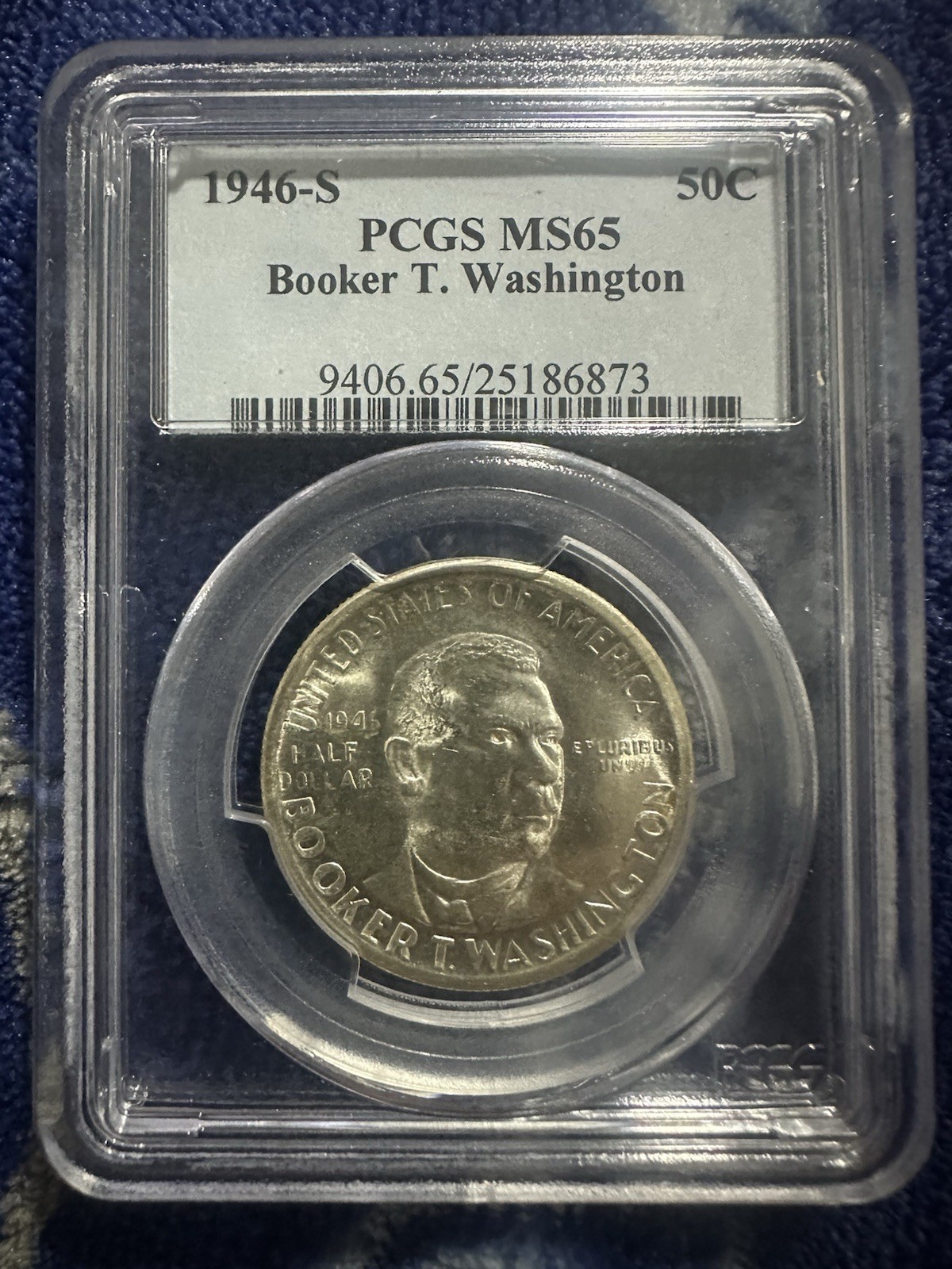 1946-S Booker T Washington Commemorative Half Dollar, MS65 Only 500k Minted