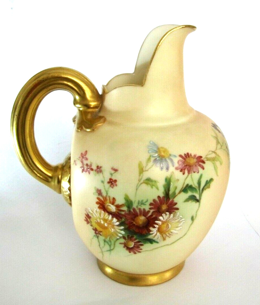 Royal Worcester Blush Ivory Hand Painted Ovoid Jug – 1901 – 5″