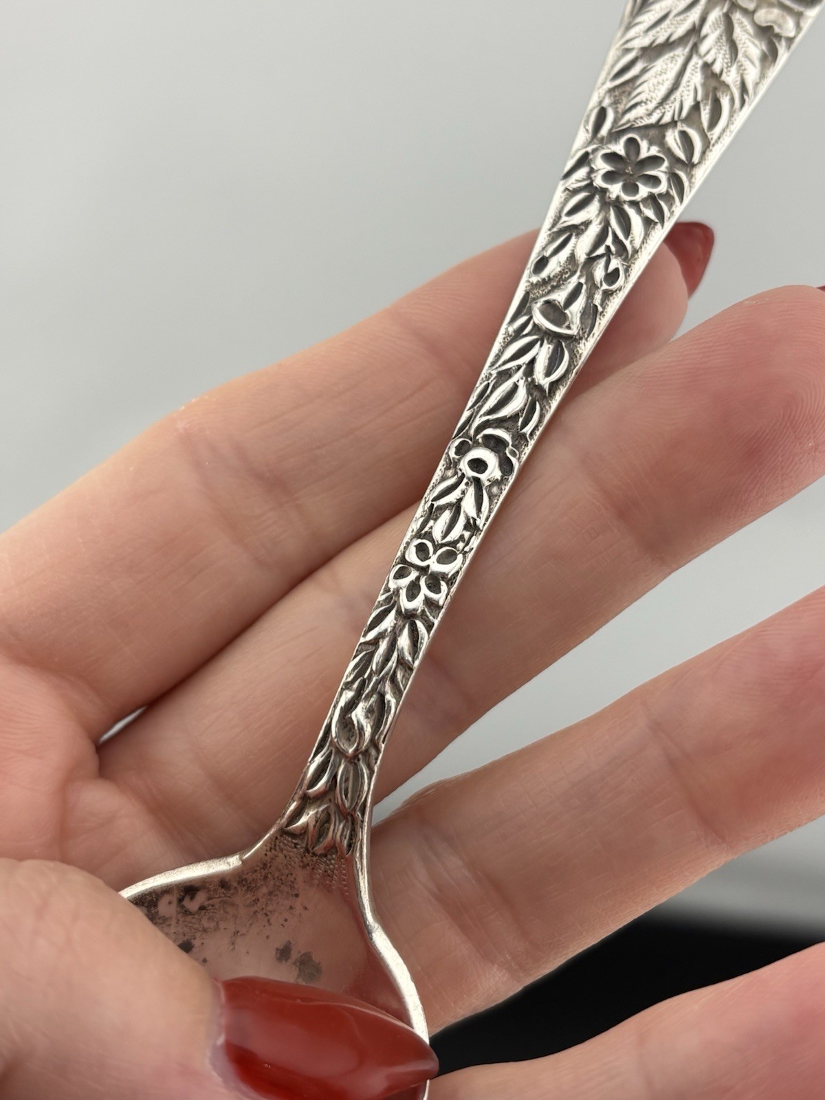 Repousse by James R. Armiger Co. Baltimore Sterling Silver Spoon ~6″ Monogrammed
