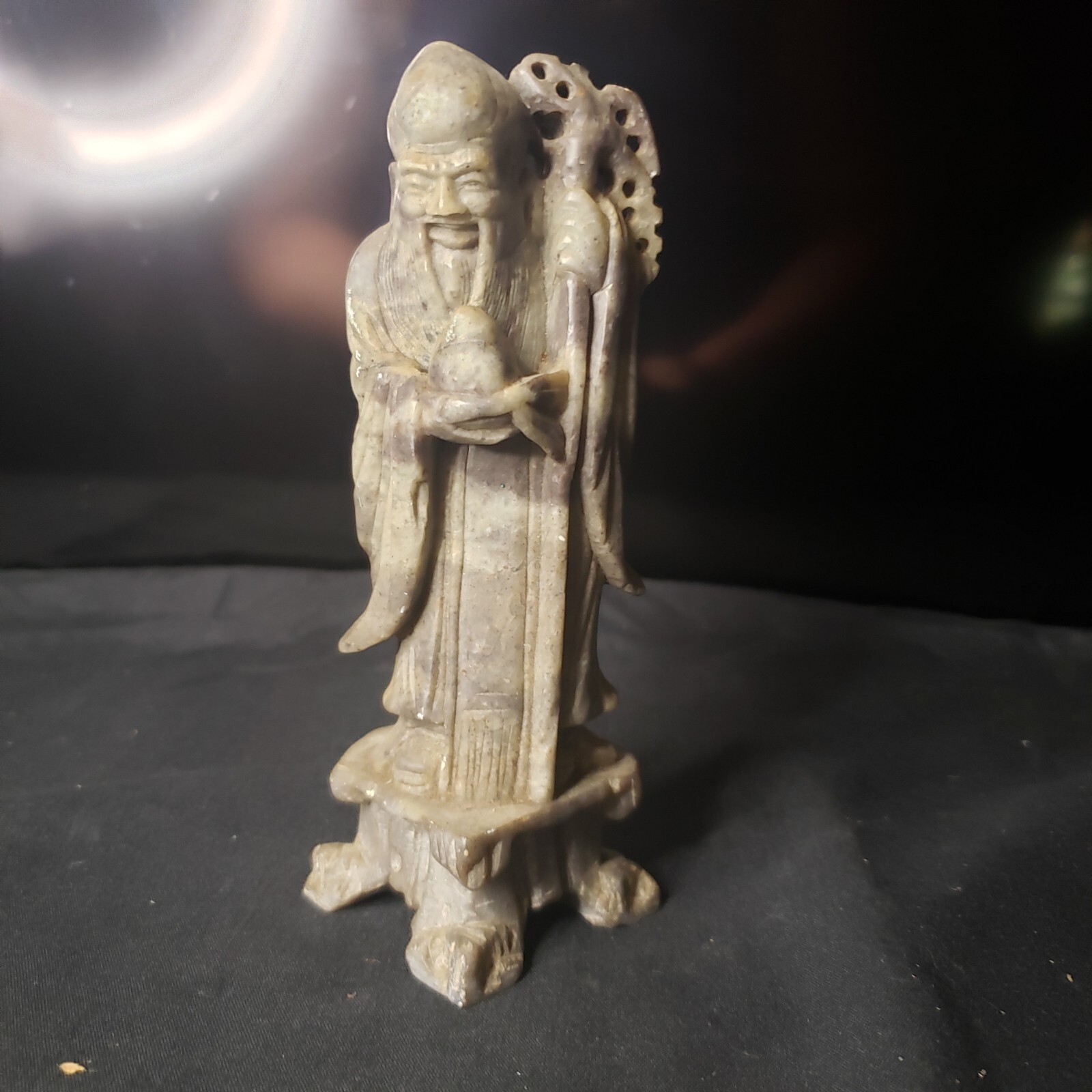 Antique Chinese Stone Carving Jigong Monk Statue Wise Man