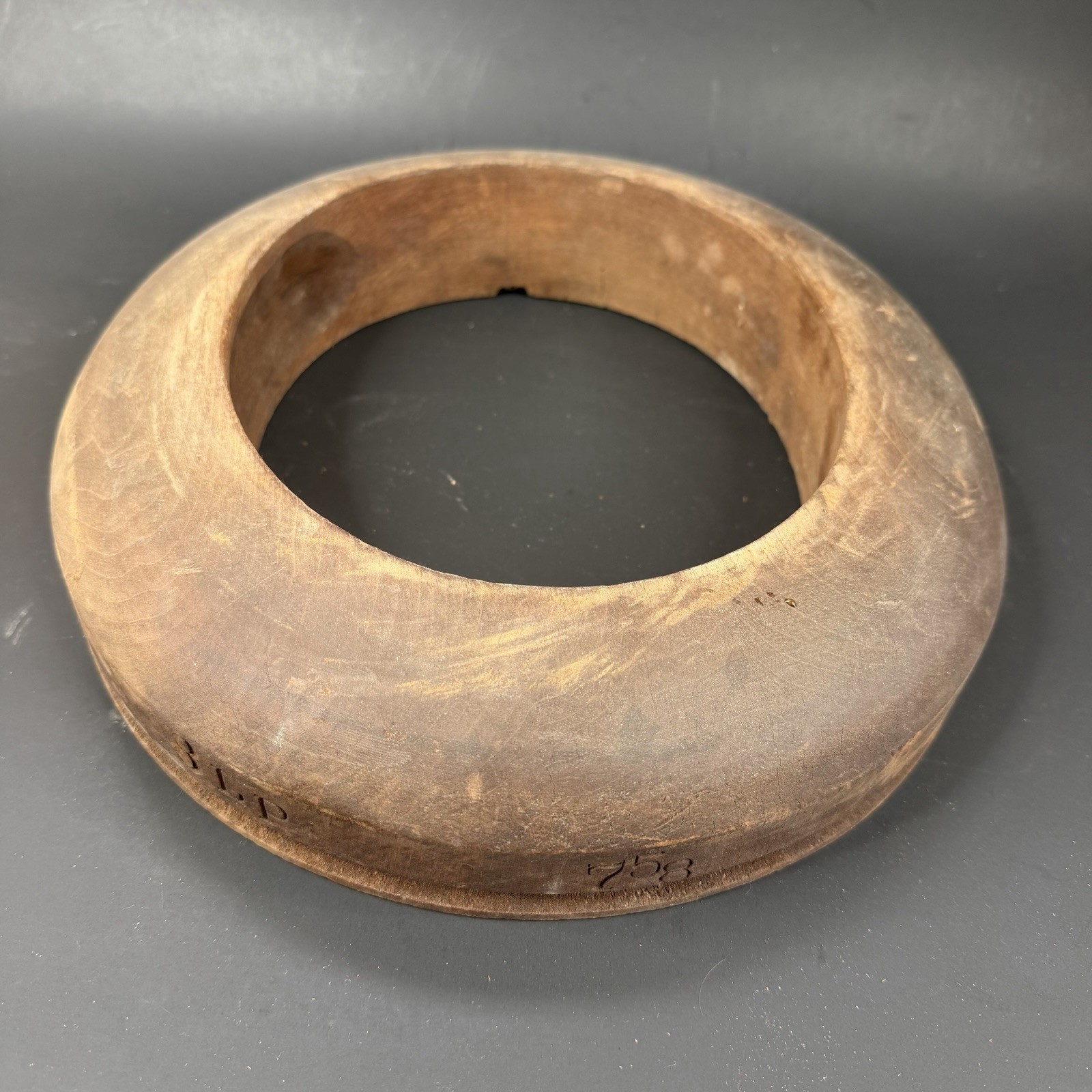 Vintage Unmarked Wood Hat Block Millinery Hatters Brim Mold Form 8LP 7 5/8