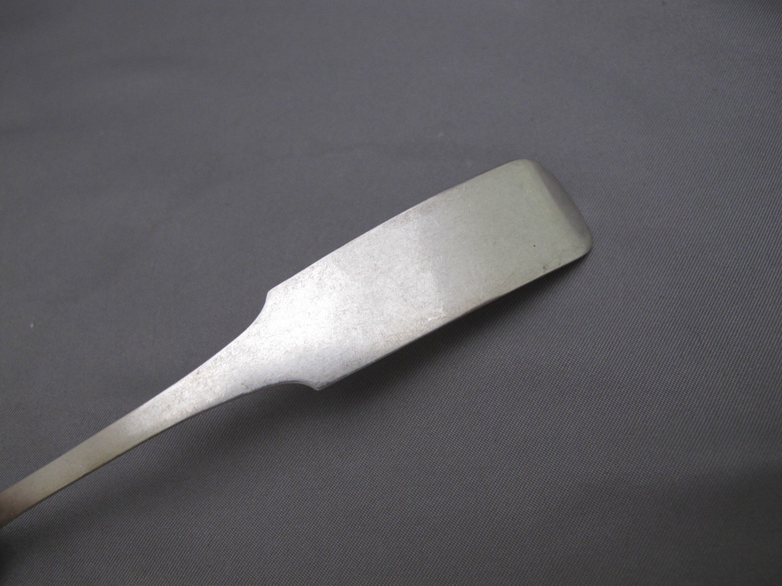 Unusual FIDDLE Coin Silver SAUCE LADLE-Unknown E.LEE Mark-Location?