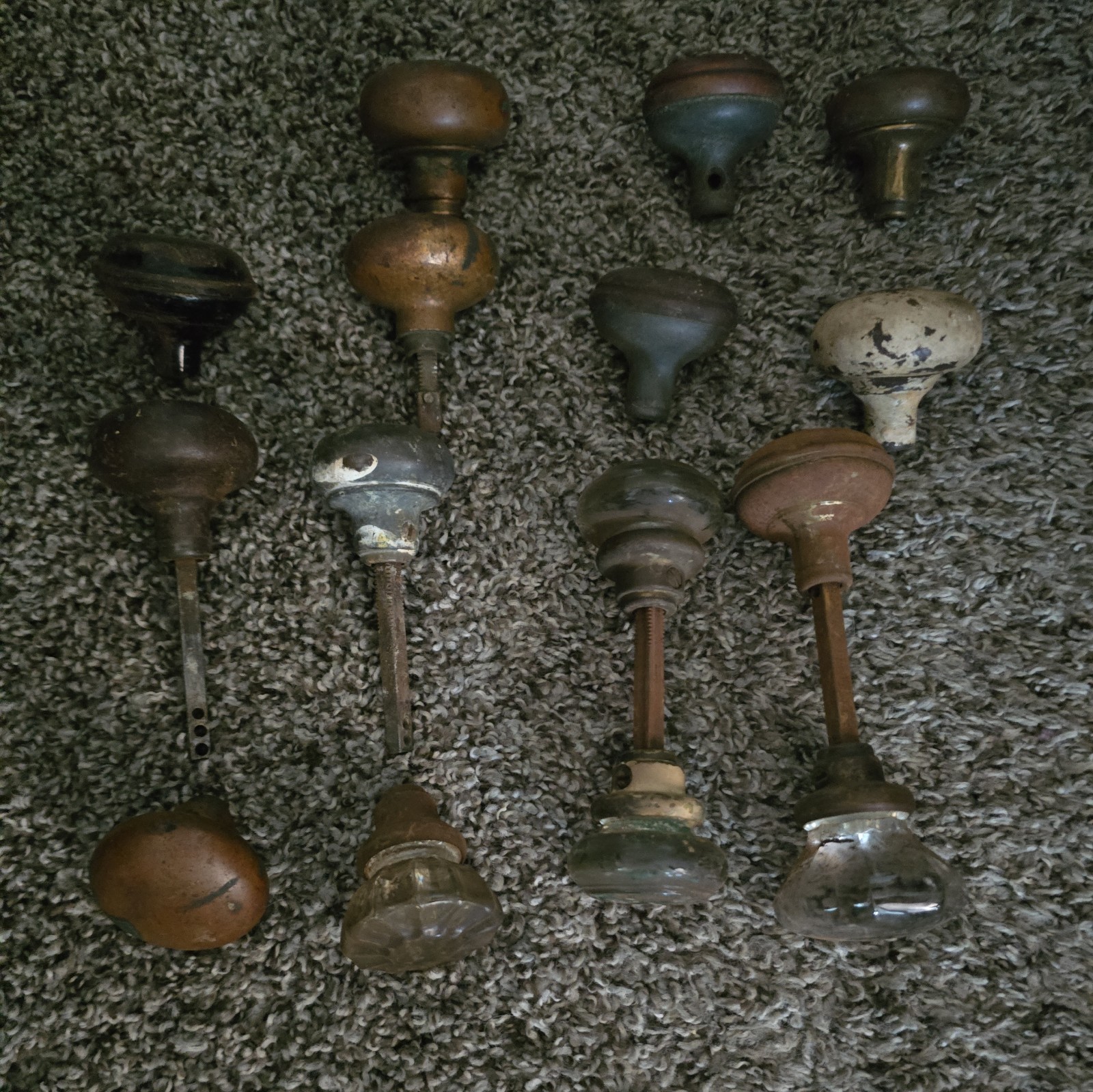 Antique Metal & Glass Door Knobs Lot