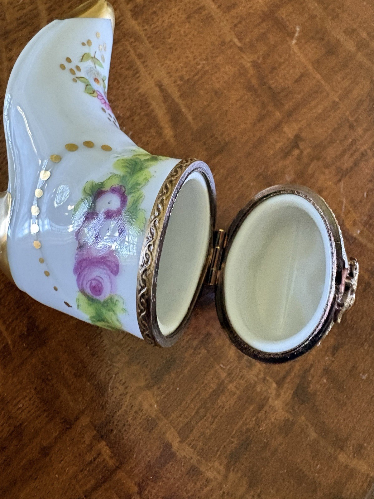 Limoges Vintage French Porcelain Boot Trinket Box