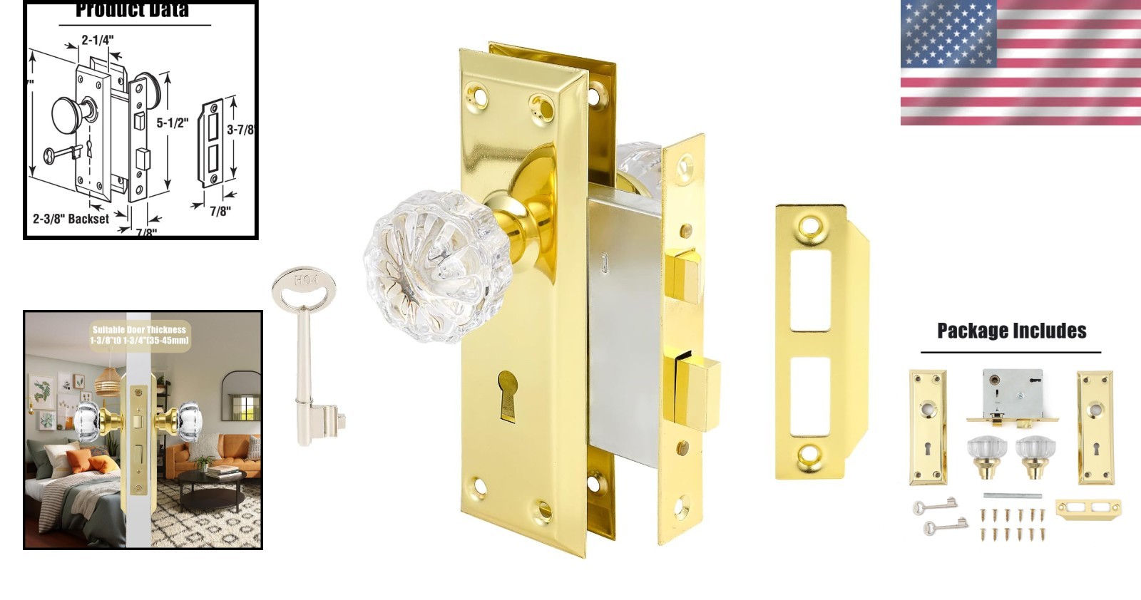 Vintage Door Knob Replacement, Skeleton Key Lock