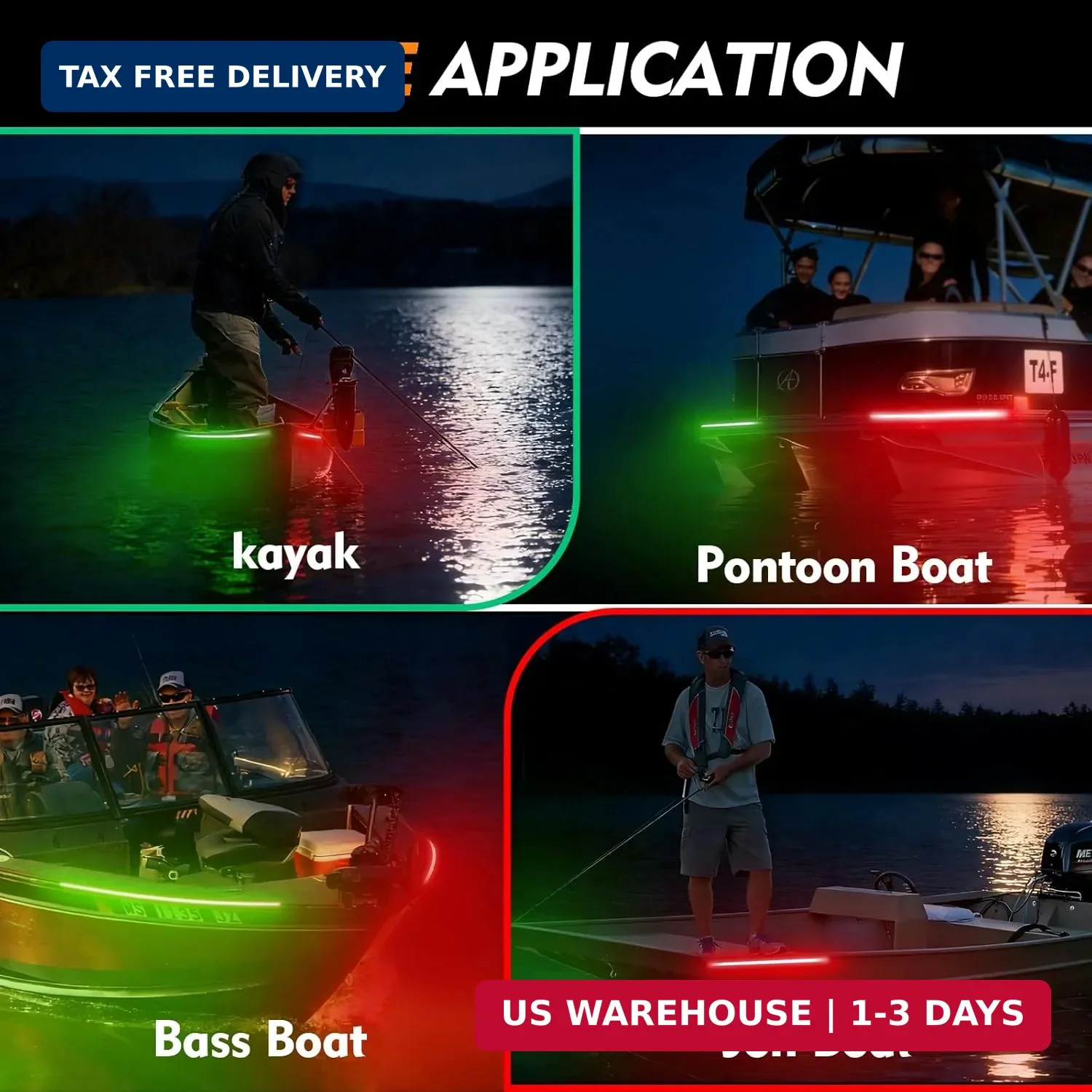 Red and Green Boat Navigation Lights, LED Boat Lights Waterproof, Bow Light for