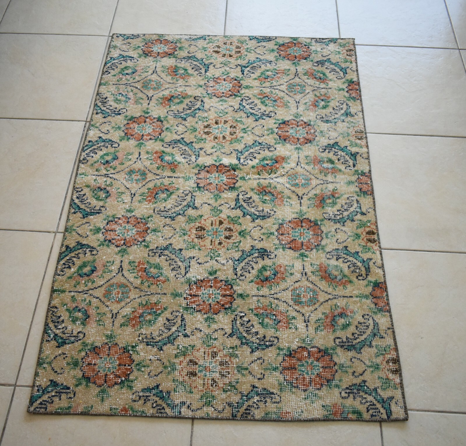Vintage Runner 4.3×2.8 ft Small Turkish Runner Anatolian Floor Runner Rug R17