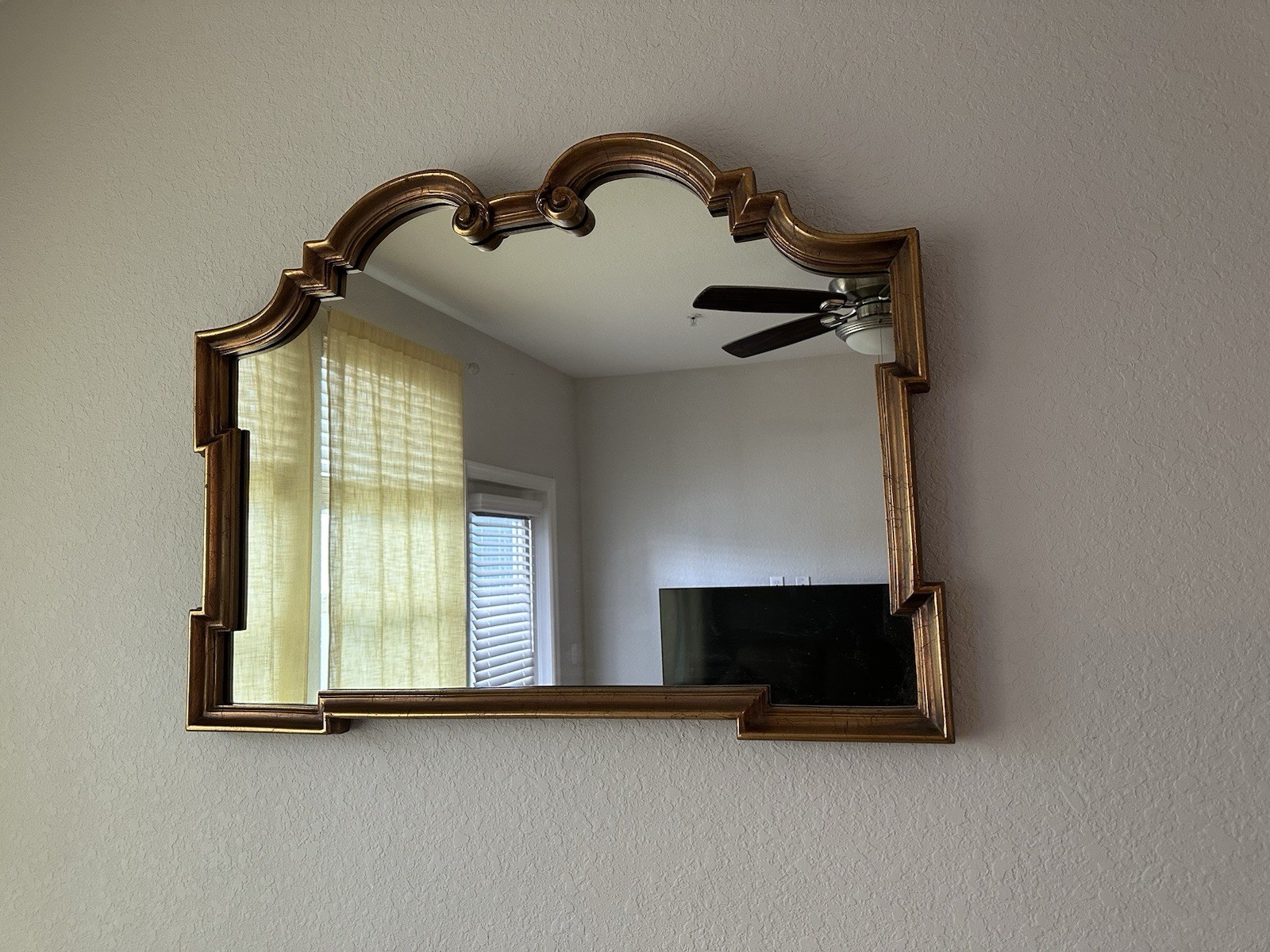 Vintage Ethan Allen Wall Mirror – 1976 Model 07-4532 – Gilt Frame Arched Top
