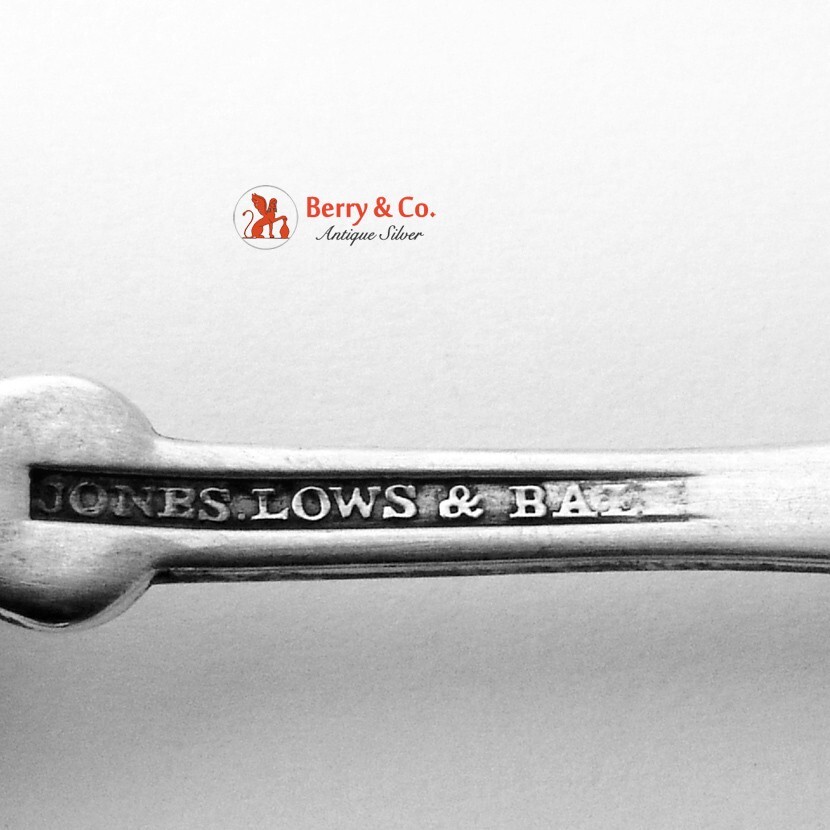 Fiddle Tipt Salt Spoons Pair Jones Lows Ball Boston Coin Silver 1839 MLF
