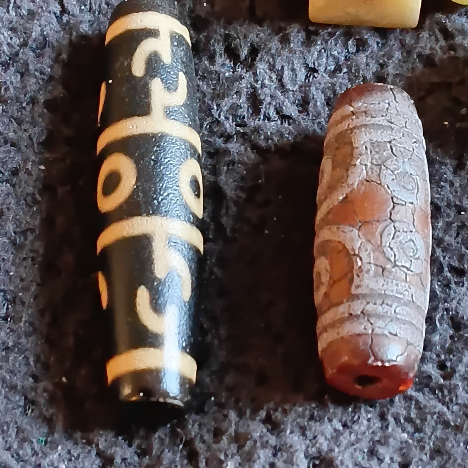 Tibetan pre 1800s Agate/ Jade / Miao Silver Dzi Bead Lot