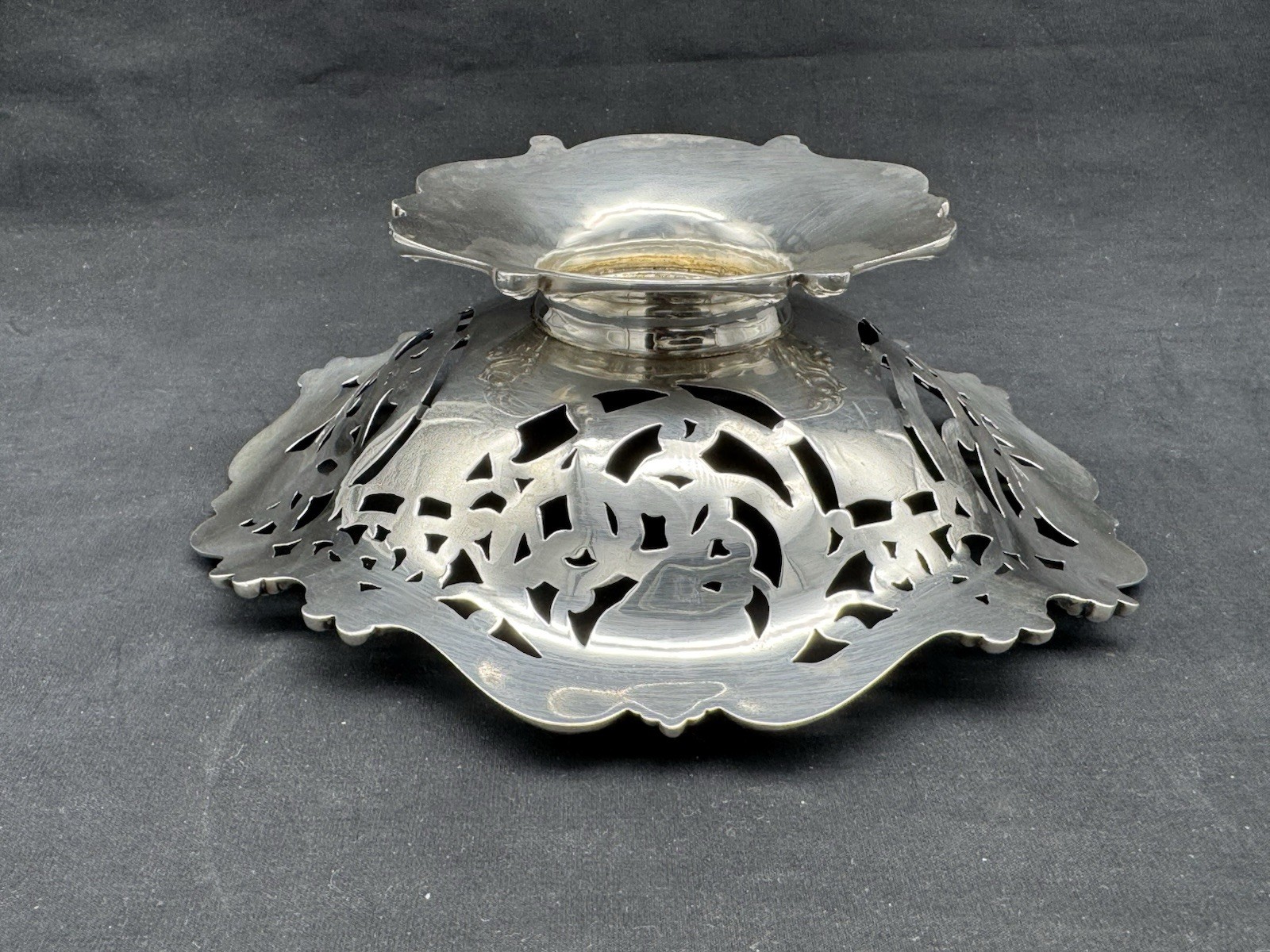 Antique Frank M. Whiting Sterling Silver Pierced Footed Bowl, 110 grams