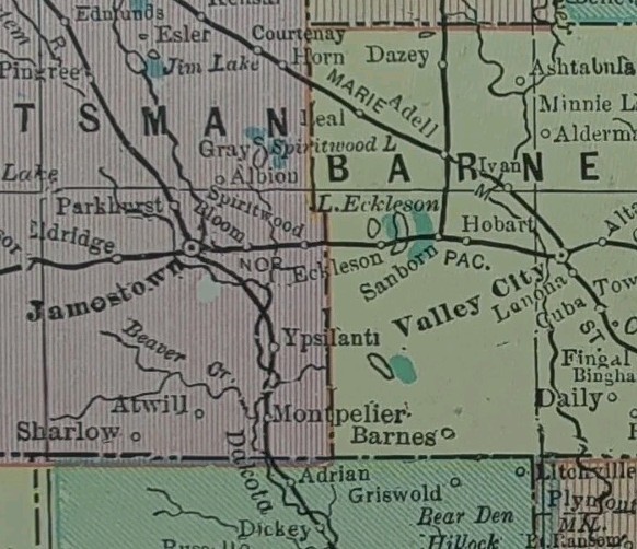Vintage 1898 NORTH DAKOTA Map 14″x11″ Old Antique Original VALLEY CITY FARGO ND