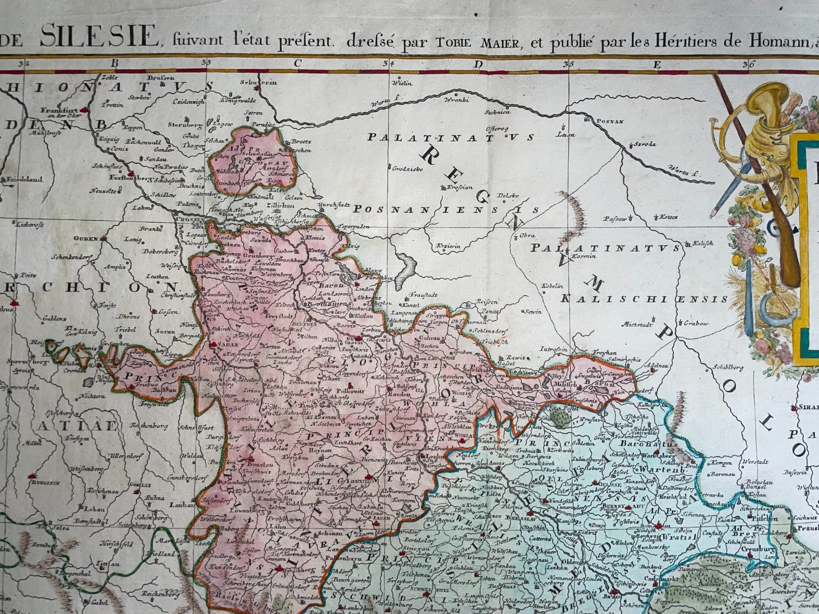 SILESIA DATED 1749 HOMANN HRS LARGE ANTIQUE MAP 18TH CENTURY