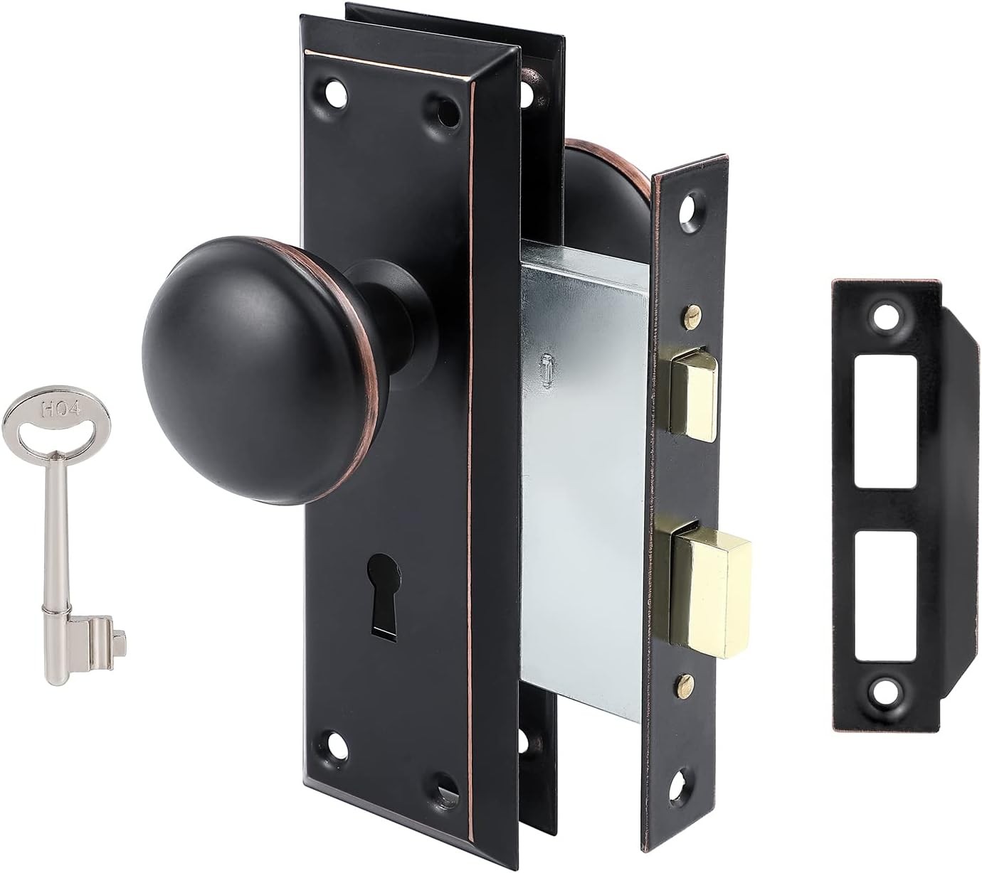 Mortise Lock Set for Interior Door, Vintage Antique Door Knobs with Lock and Ske