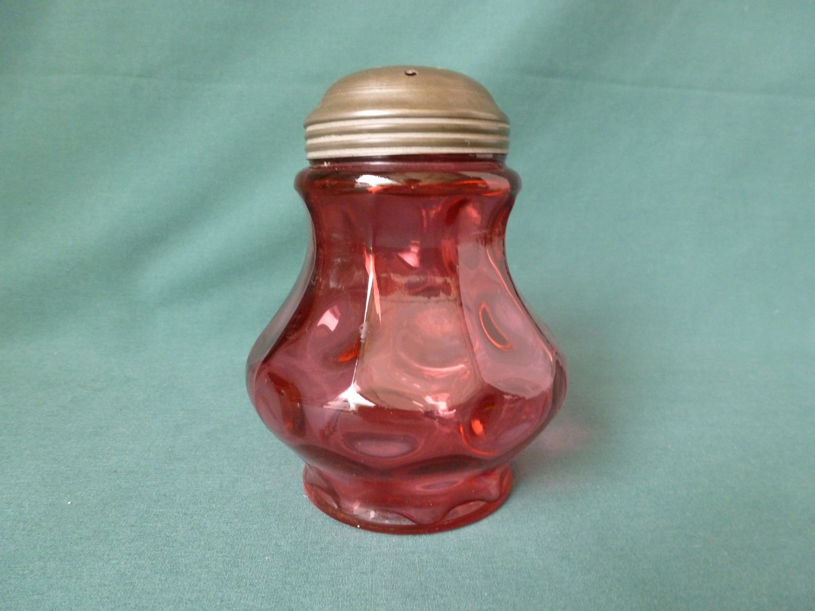 Vintage Fenton Art Glass Dot Optic Cranberry Glass Sugar Shaker