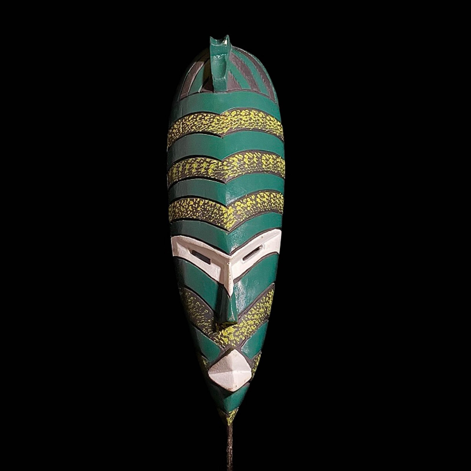 African Songye mask long carved wood Kifwebe tribal Congo art vintage-7813