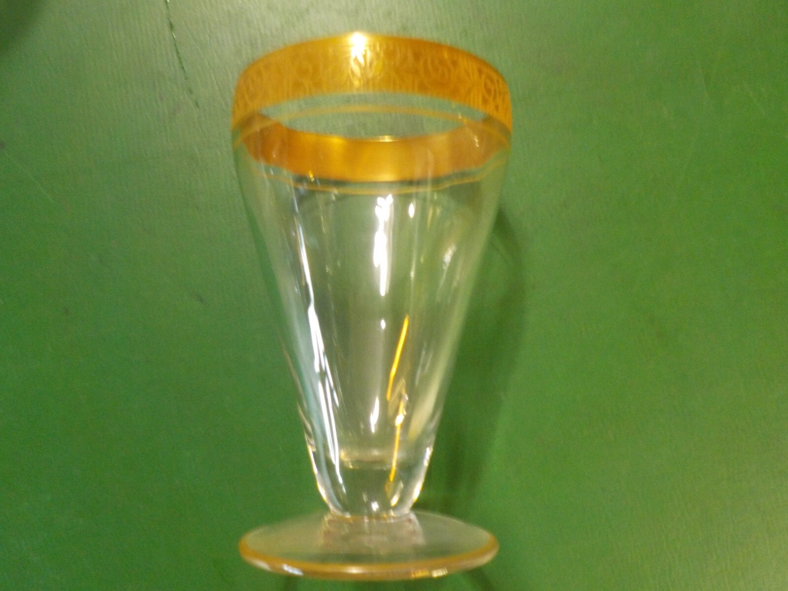 Vintage Antique Clear Gold Encrusted Optic Juice Glass 4.25″ (KM #4)
