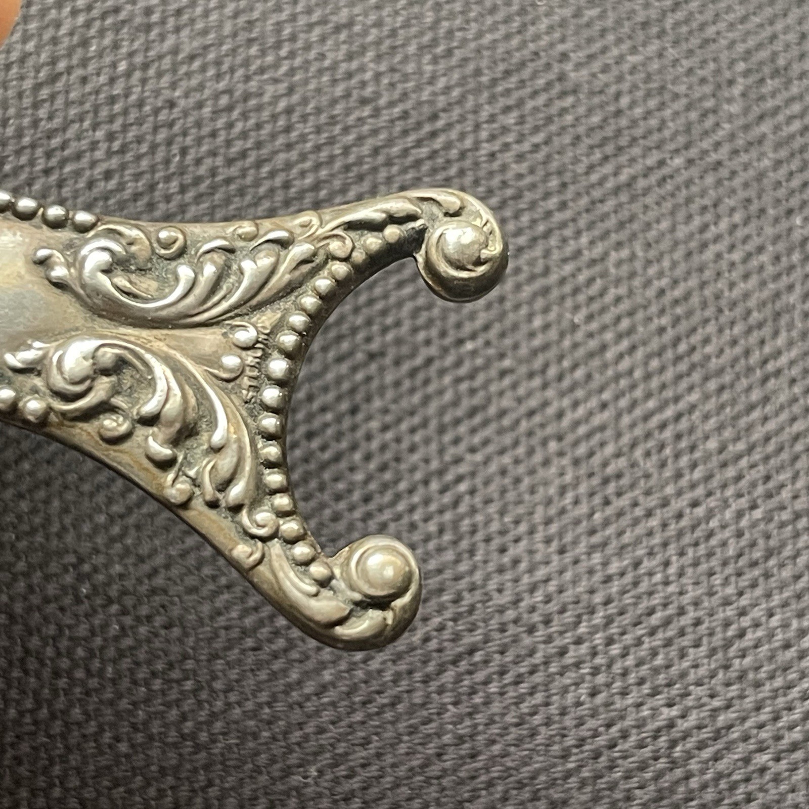 Antique Sterling Silver Thread Winder Holder Repousse Sewing Floral Victorian