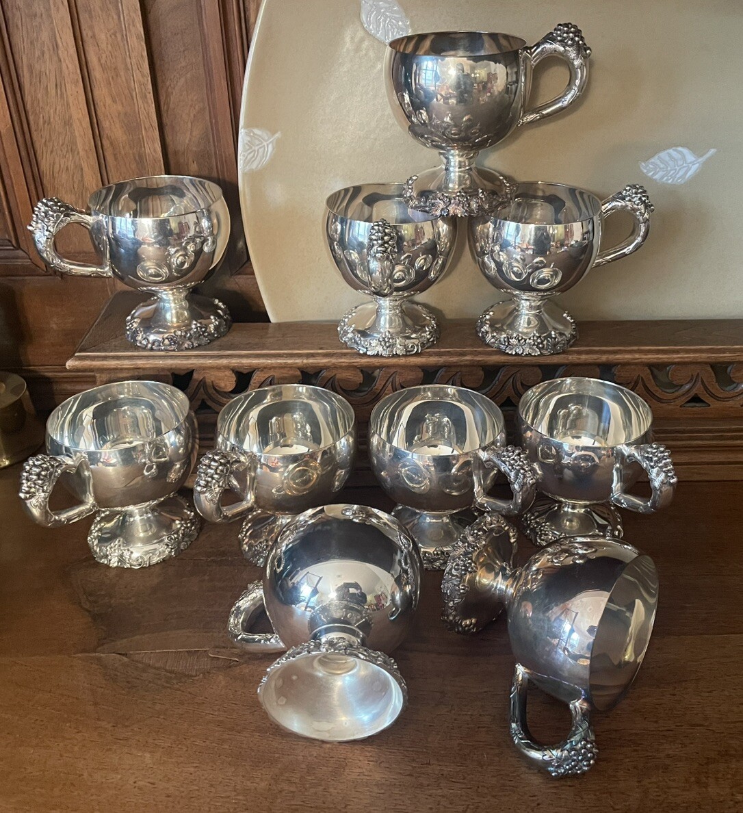 Webster Wilcox International Silver Company 10 Silver-Plated Punch Bowl Cups