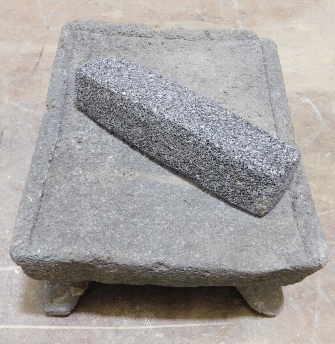 Antique Metate #44-Grinder-Rustic-Complete-Old Mexican–Primitive-11 x 13.5 x 6H