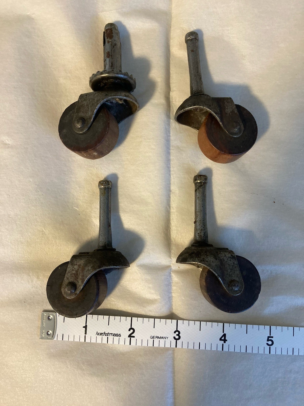 Antique Wooden Furniture Casters Original Condition Set of 4 Vintage Old