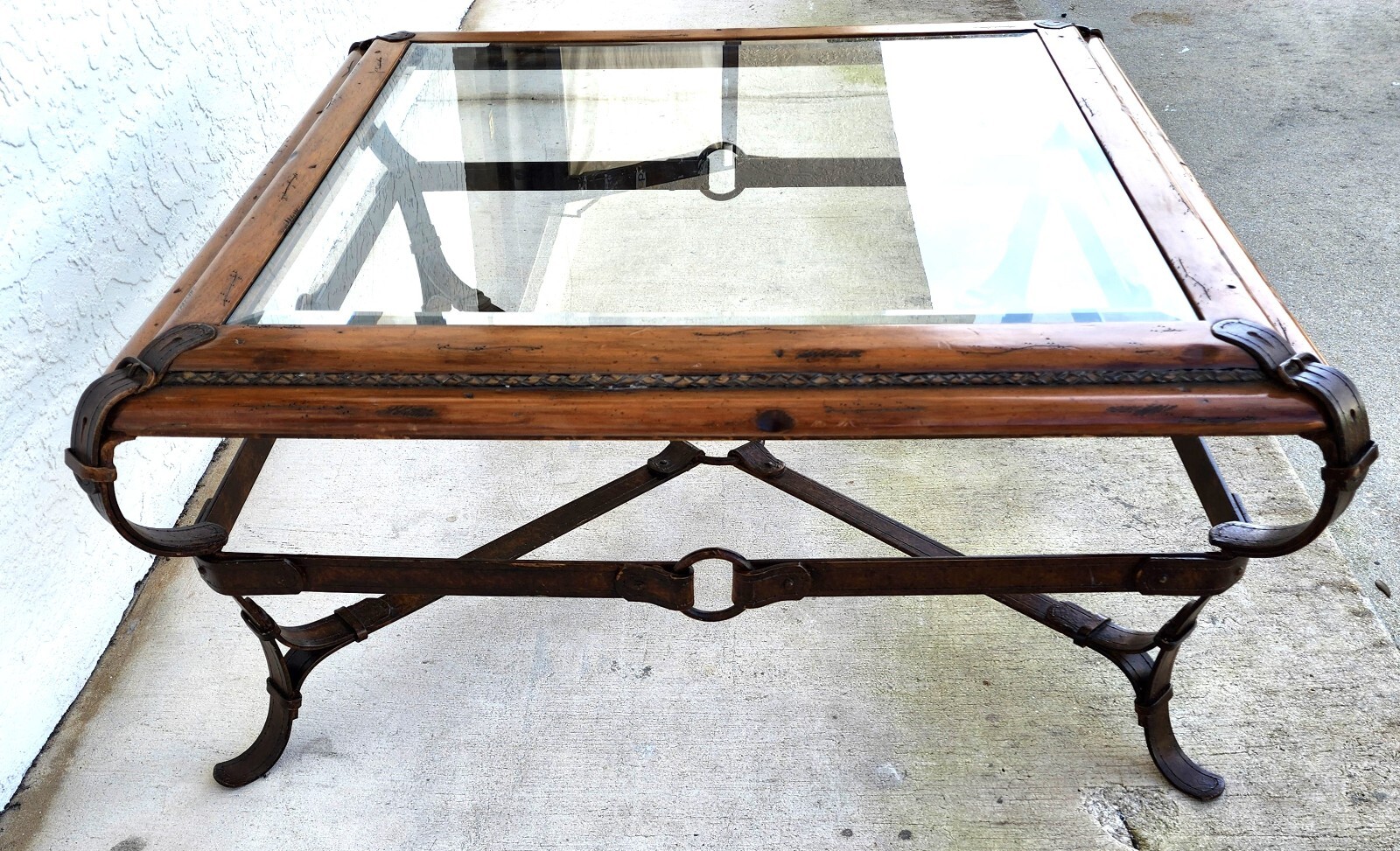 Adnet Hermes Style Coffee Table Equestrian Ranch Rustic