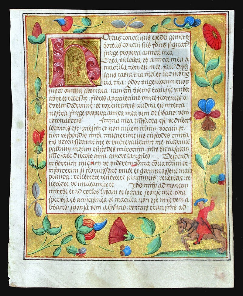 c. 1524 MANUSCRIPT PSALTER PRAYERBOOK, GERMANY, ILLUMINATED BORDERS on VELLUM