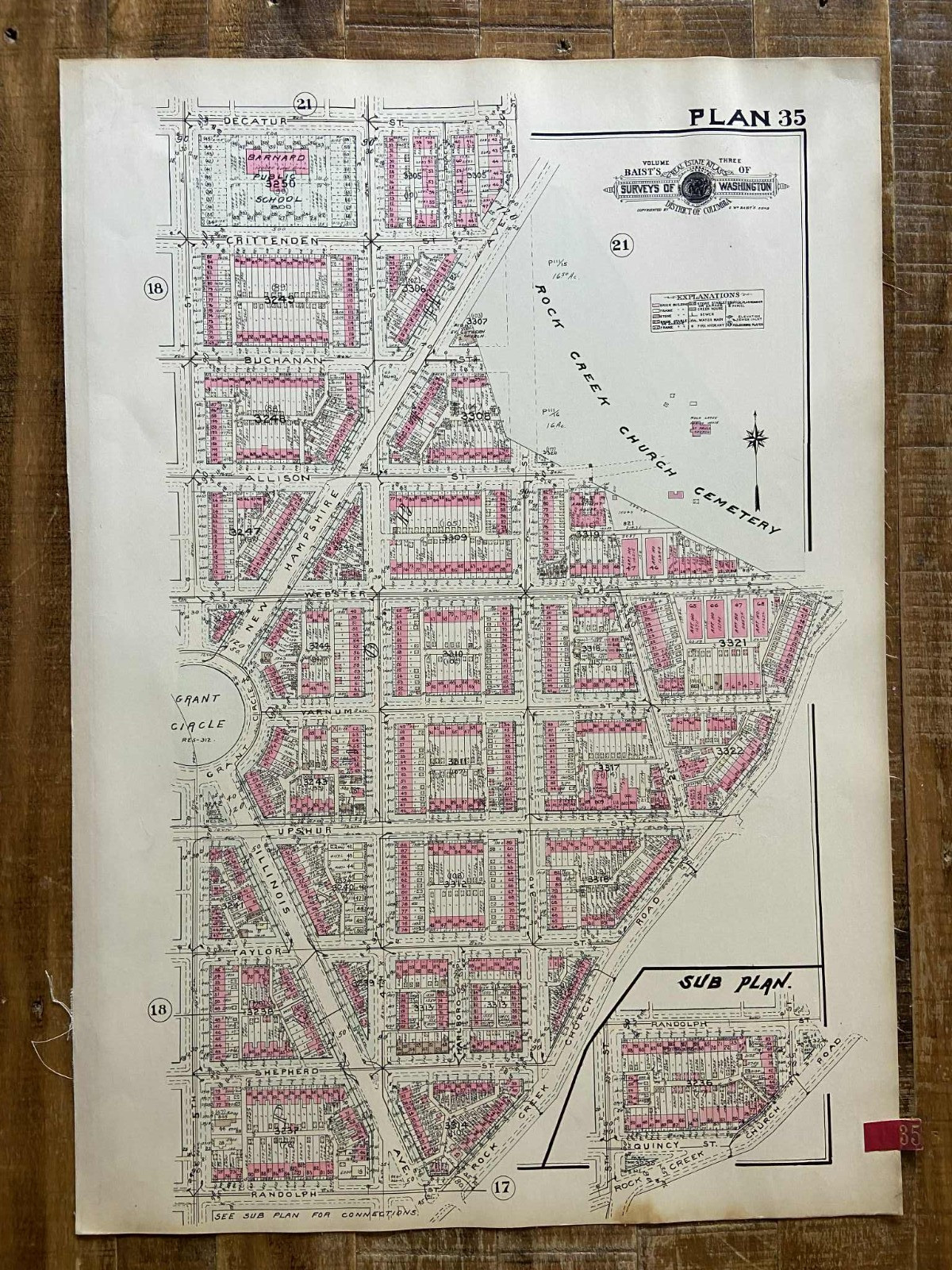 Detailed large plat map. Petworth Neighborhood (PLAN 35) Washington D.C. 1945