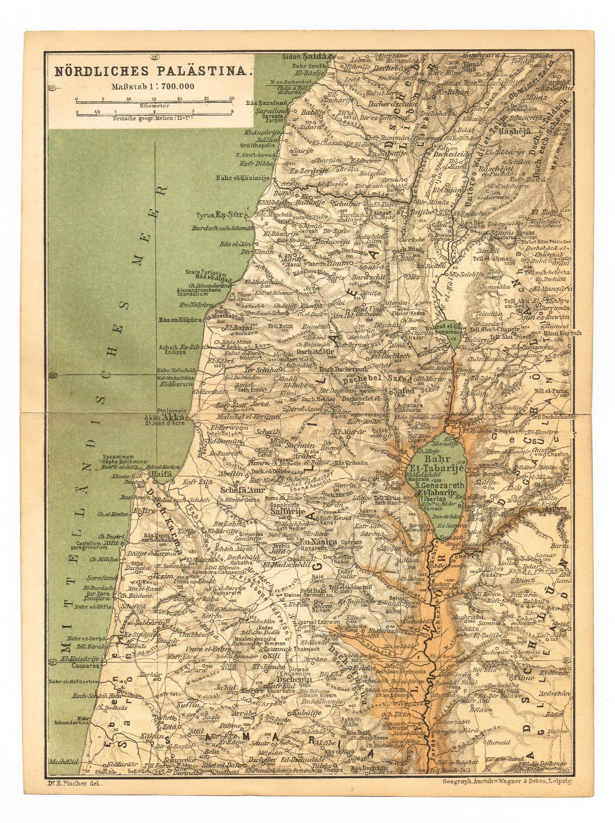 PALESTINE Northern فِلَسْطِينَ‎ LEBANON 1891 ORIGINAL map Judea יְהוּדָה Israel