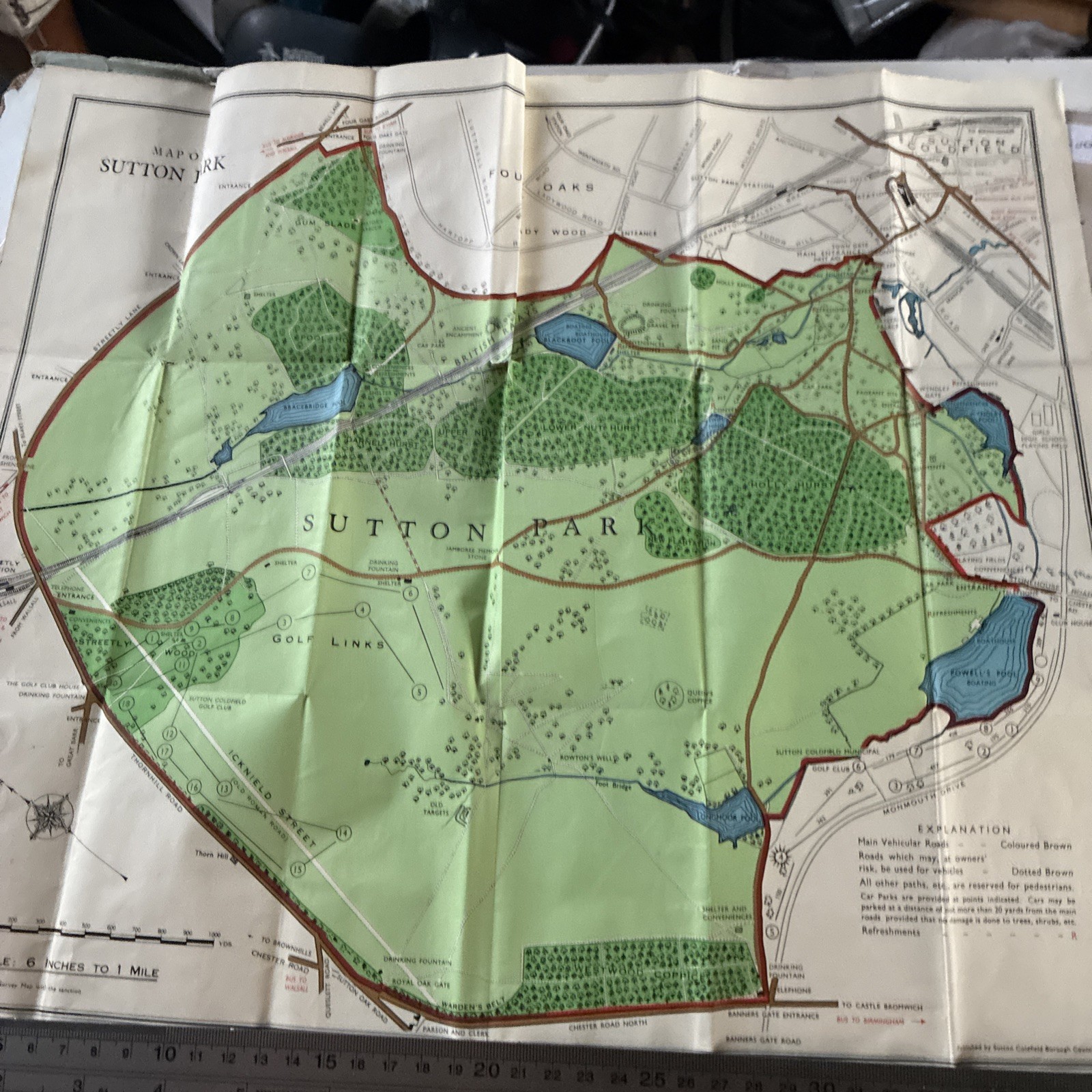 Vintage Birmingham unMounted Map Sutton Coldfield, Castle Bromwich