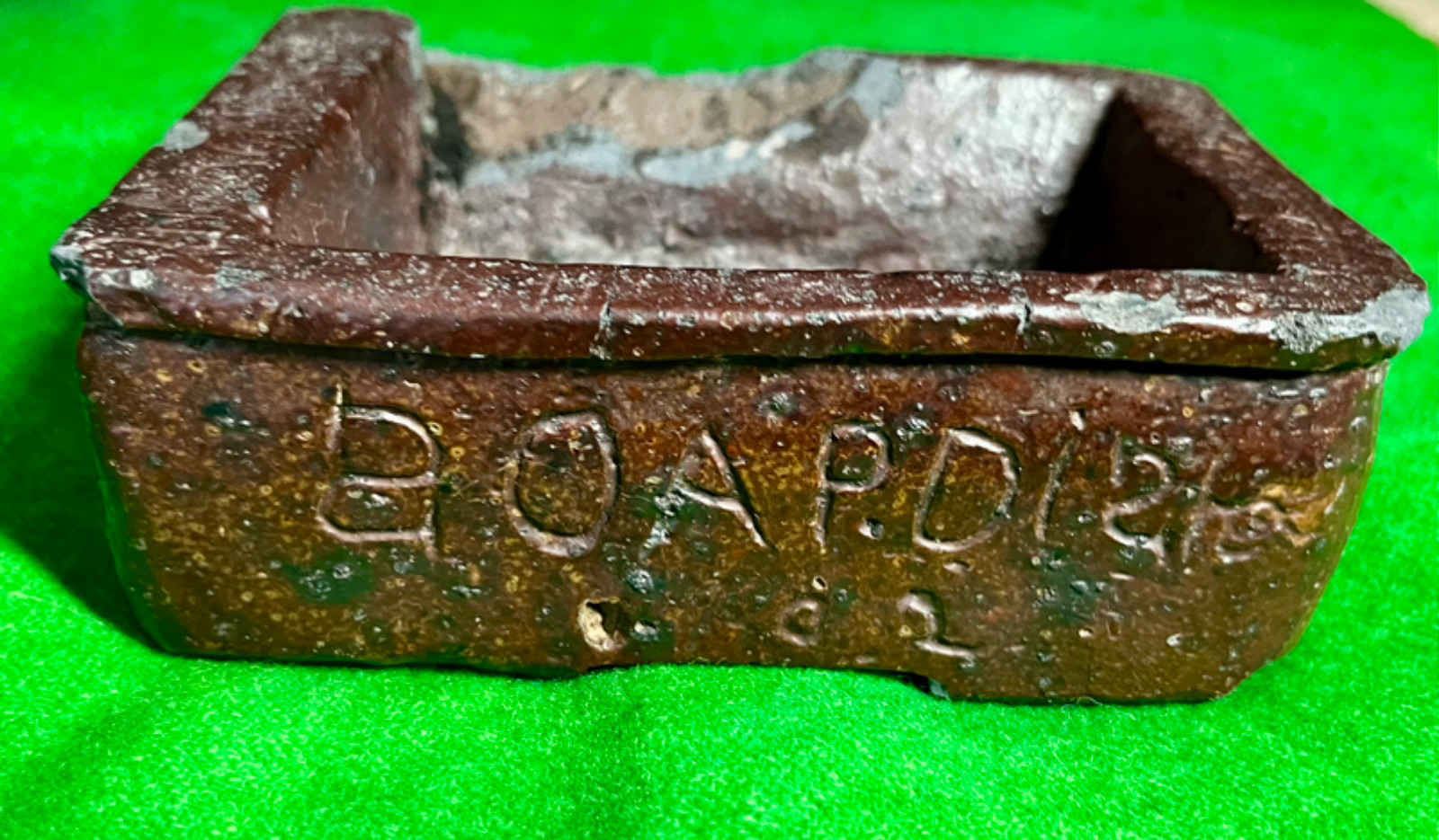 Antique Sewer Tile/Brick Soap Dish-Very Primitive w/S in Soap Spelled Backwards