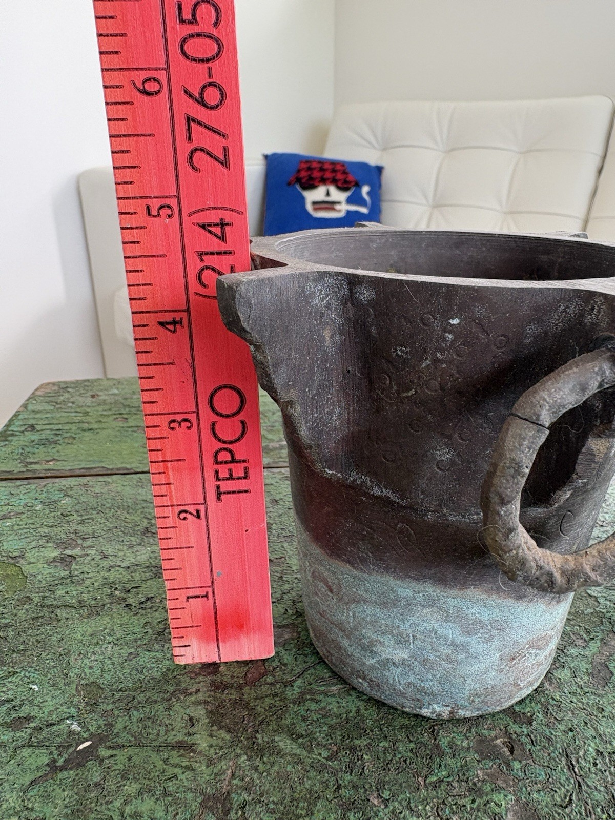 Heavy Antique Spanish Bronze Mortar Moorish Rustic Primitive Apothecary Medicine